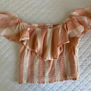 Blush off the shoulder crop top